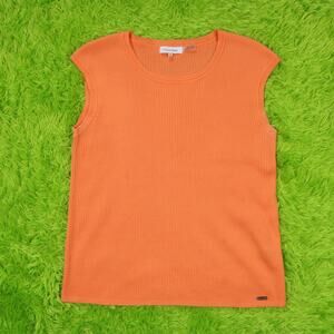 Calvin Klein Orange Knit Sweater Vest, L